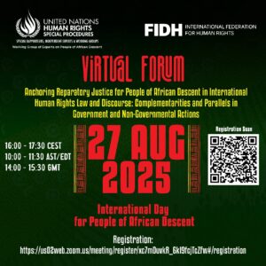 Fórum Virtual da ONU e FIDH – Reparatory Justice para Pessoas de Ascendência Africana